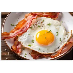 Bacon And Fried Egg Breakfast Ham And Eggs Poster Wall Art Canvas Painting HD Picture Aesthetics Print Modern Family Living Room Bedroom Bathroom Wall Decor