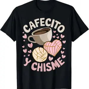 Cafecito Y Chisme Latina Mexican Baked Concha Pastry Conchas T-Shirt walk  by  faith  tee Flower Print Casual T-Shirt Unisex Horror Movie Villains Asymmetrical Long Sleeve Cami Top Elegant Blue Long Sleeve Top Day of Sweatshirt Sweetheart and