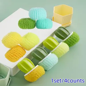 Kitchen Cleaning Brush Set, Durable Brushes & Cleaners, Includes Water-Drop Tray Planter Pot Brush + 3 Cleaning Balls