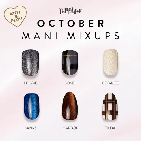 Red Aspen Mani Mixups: Knit & Play Press On Nails Collection Salon-Quality Damage-Free 2-Week Wear Nail Dashes