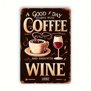 Vintage wine and coffee signs, decorative wall art plaques, suitable for homes, bars, terraces, and cafes.