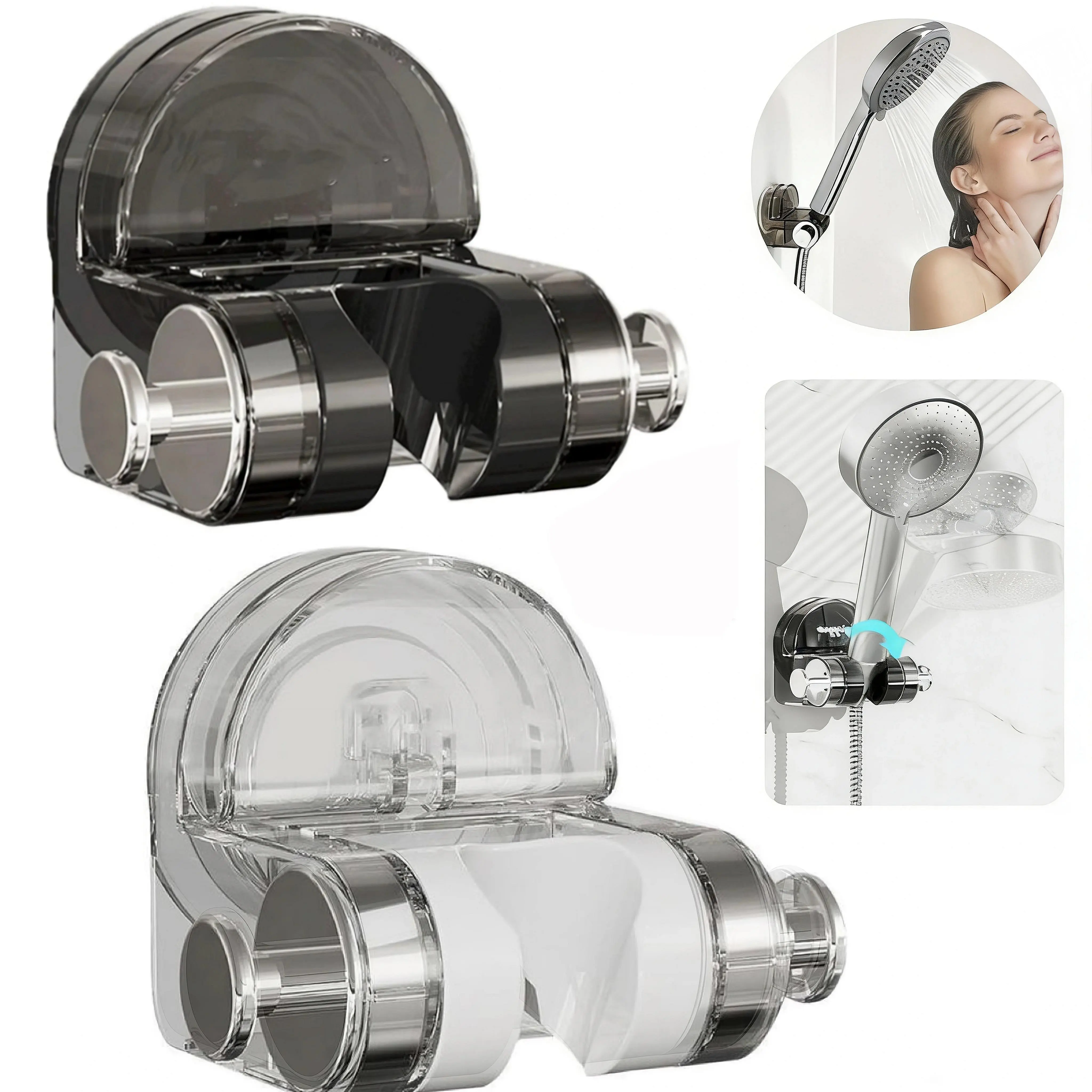 (Attention: Usage Scenarios and Installation Instructions) Adjustable ABS Suction Cup Shower Holder, Suction-Mounted Shower Head Holder, No Drilling Required, Requires a Smooth Surface