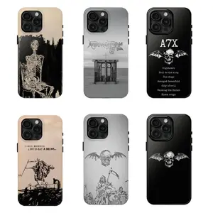 A-Avenged S-Sevenfold New Version Phone Case, A7X Skull Bat Logo Cover, Metal Band Graphic Case Suitable for iPhone 17-11 Pro Max/Plus and  Samsung Galaxy S23-25