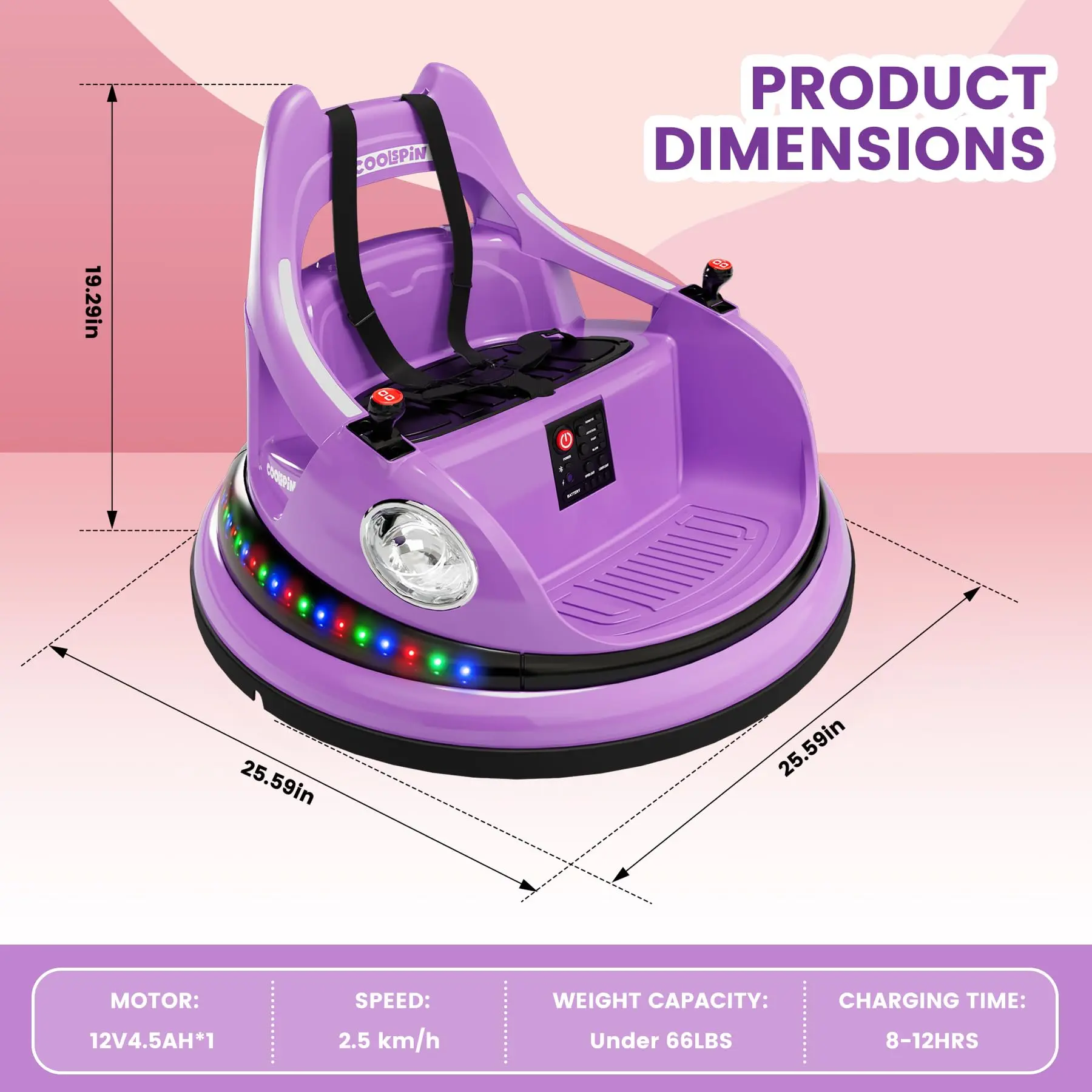 【GARVEE】Ride-On Bumper Car for Toddlers with 12V Battery, Parent Remote Control, 2-Speed Settings, Dual Driving Modes, 360° Spin Capability, Electric Bumping Feature, Music, and Lights