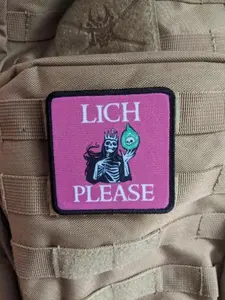 Lich please dnd dungeons and dragons Morale patch 3x3" square patch with hook and loop backing