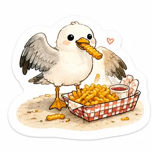 Seagull Shenanigans — Boardwalk Fry Thief Vinyl Sticker