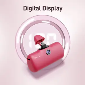 iWALK Portable Charger 4800mAh Power Bank PD Fast Charging Small Docking Battery with LED Display Compatible with iPhone 14/14 Pro Max/13/13 Pro Max/12/12 Pro/11/X/8/7/6,Pink