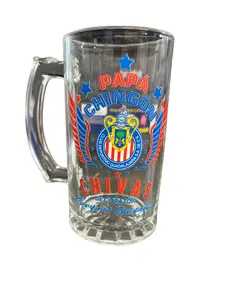 Chivas de Guadalajara Glass Beer Mug 16 oz. Papá Chingón Chivas de Corazón Siempre Campeón