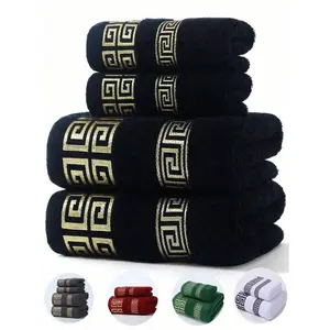 Solid Color Broken Wave Pattern Towel Bathroom Sets For Adults And Couples, Bathroom Accessories, Towels And Bath Towels, Home Daily Use, Absorbent And Non-Shedding, Bathroom Decor, Hair Drying Towel, Face Towel And Bath Towel 1 Set, Or 34"X75" Towel 1pc,