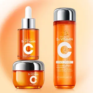 【3PCS】Vitamin C Facial Care Kit, Toner, Serum and Moisturizing Cream, Complete Daily Skin Care Routine for Women and Men