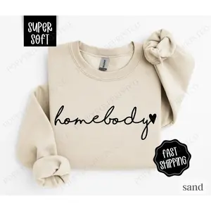 HomebodySweatshirt,CuteWomen'sCrewneck,TrendyWomen'sSweater