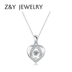 Synthetic Moissanite Necklace/Pendant Set 925 Sterling Silver Birthday/Holiday Gift/VVS1 D-Color [P12351]