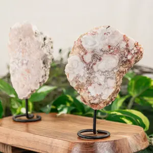 Down To Earth Pink Amethyst on Stand 6.75" Tall Polished & Raw Slab Protection Against Negative Energies Heart Third Eye Crown Chakras