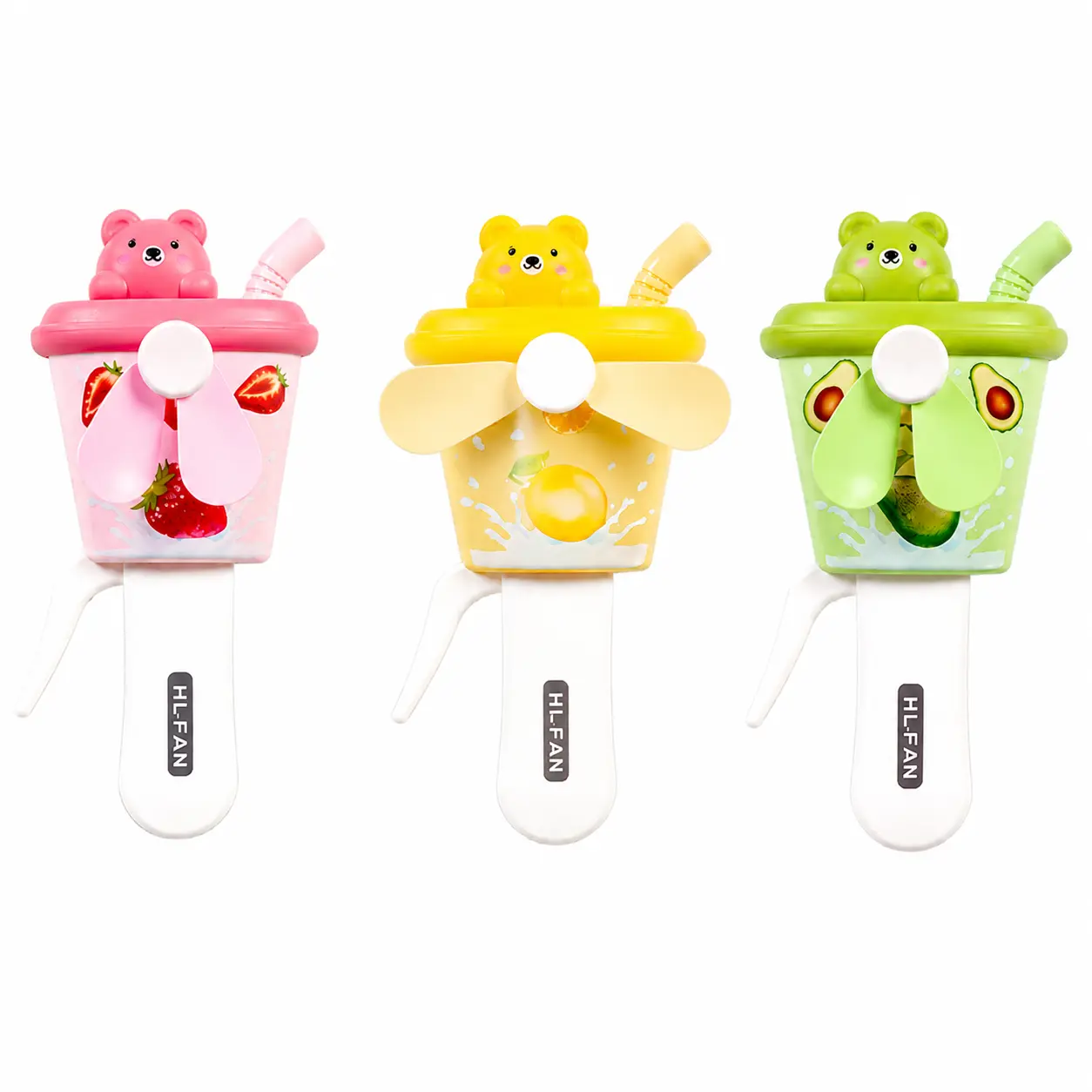 Cute Boba Fruit Cup Handheld Mini Fan | Manual Hand Press Portable Fan No Battery Needed | Kawaii Summer Cooling Toy for Kids & Teens