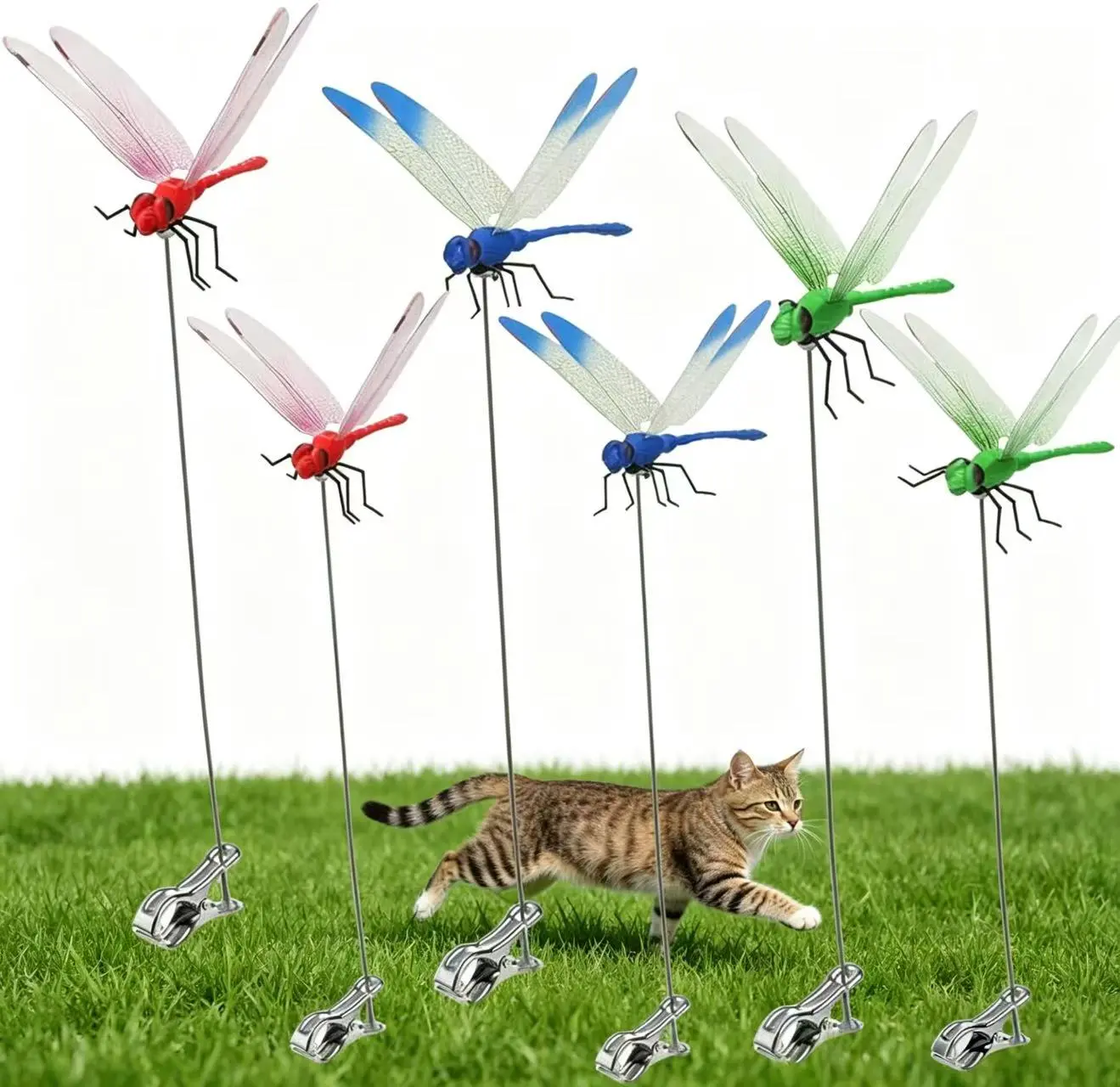 12pcs 3D Metal Design Dragonfly Plant Clips - GardenHack Specialty Garden Tools, Mosquito Repellent, Pest Control, Fools Bugs and Birds, Stops Flies, Indoor/Outdoor Home Decor for Patio Balcony