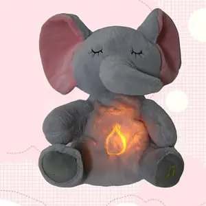 30Cm/11.81In Elephant Plush with Sound, Featuring Rhythmic Motion And Soft Music & Timer, Suitable for Companionship