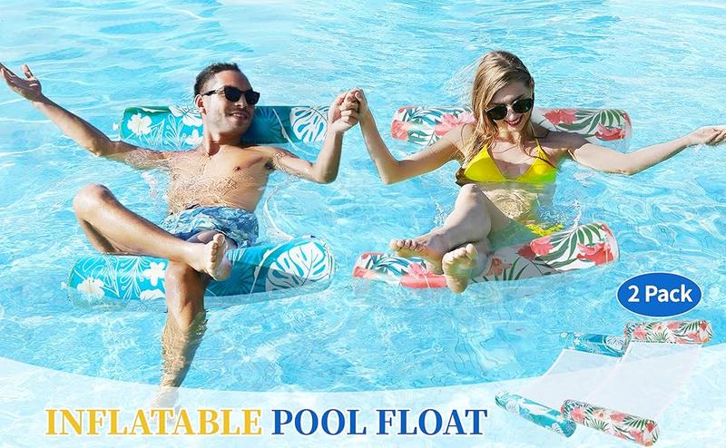 2-Pack Inflatable Pool Float Hammock – 4-in-1 Multi-Purpose Lounge Raft for Adults – Water Hammock, Saddle, Chair & Drifter – Comfortable Headrest & Mesh Seat – Ideal for Pool, Beach & Lake Relaxation