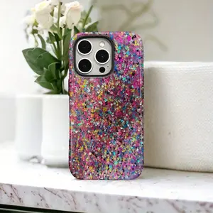 Colorful gradient glitter design, durable and shock-absorbing glossy 2-in-1 phone case, suitable for iPhone 17, 16, 15, 14, 13, 12, 11 X, Samsung and other series models, can be given as a holiday gift to friends or home