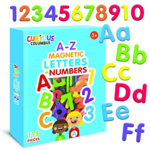 Curious Columbus Magnetic Letters & Numbers for Toddlers - 115 Soft Foam Alphabet & Number Magnets for Kids Learning - Educational Fridge Magnets for Ages 3-5 - Safe & Durable Design - Perfect Christmas Gift