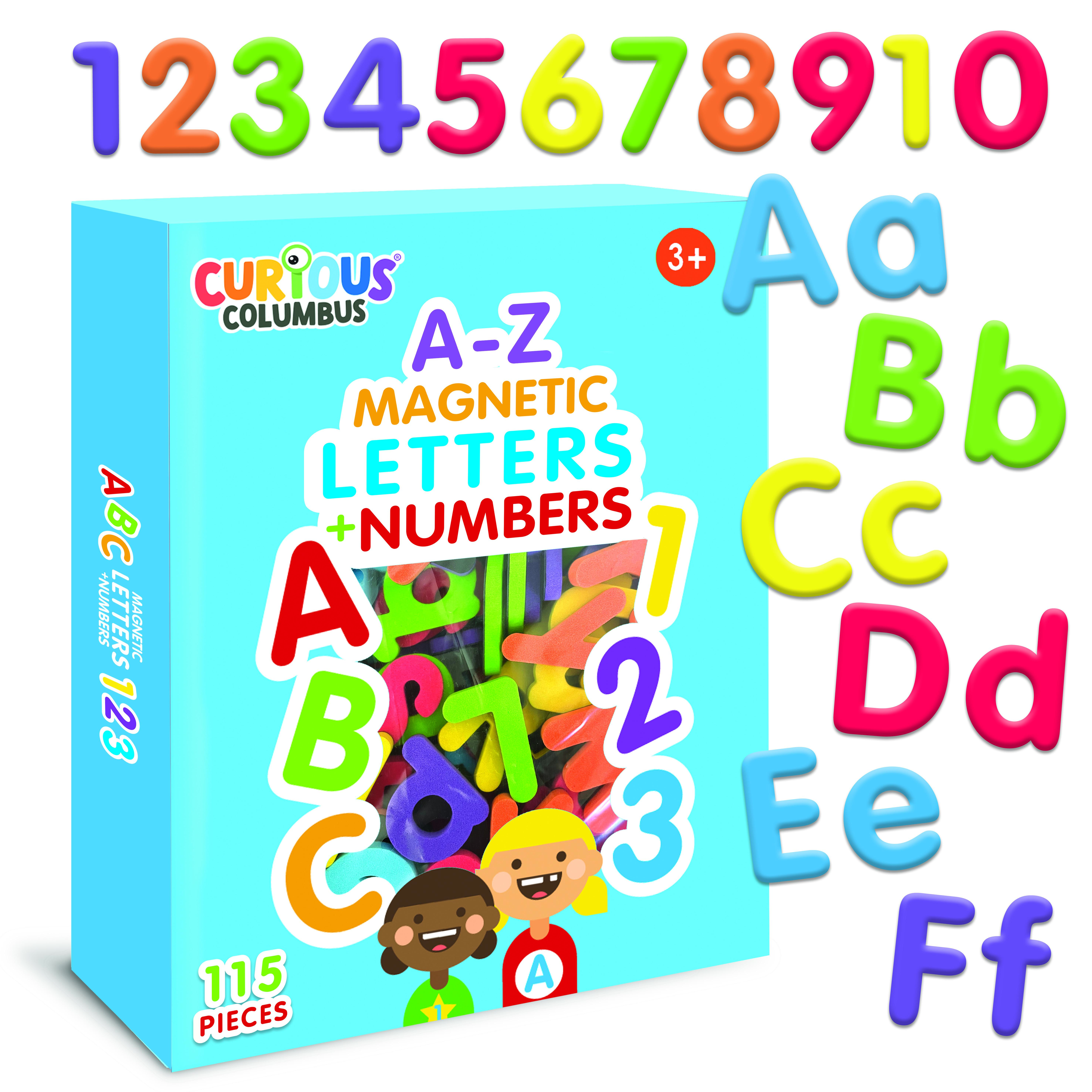 Curious Columbus Magnetic Letters & Numbers for Toddlers - 115 Soft Foam Alphabet & Number Magnets for Kids Learning - Educational Fridge Magnets for Ages 3-5 - Safe & Durable Design - Perfect Christmas Gift