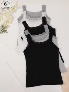 Women's Solid Color Ribbed Tank Top, Casual Comfortable Breathable Sleeveless Top for Daily Wear, Ladies Underwear for All Seasons