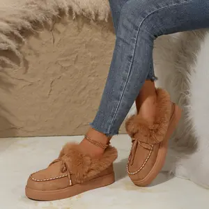 Women's Loafers Faux Plush Lined Warm Platform Slippers Winter Slip-On Shoes