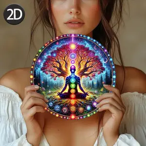 1 Piece 2D Flat Tree of Life Spiritual Wall Decoration, Meditation Room Decoration, Including Chakras, Yoga, Room Decor Inspirational, Home, Office, Yoga Studio Metal Tree Sign, No Wiring Required, Spiritual Seeker, Sacred Geometry, Hanging Decor