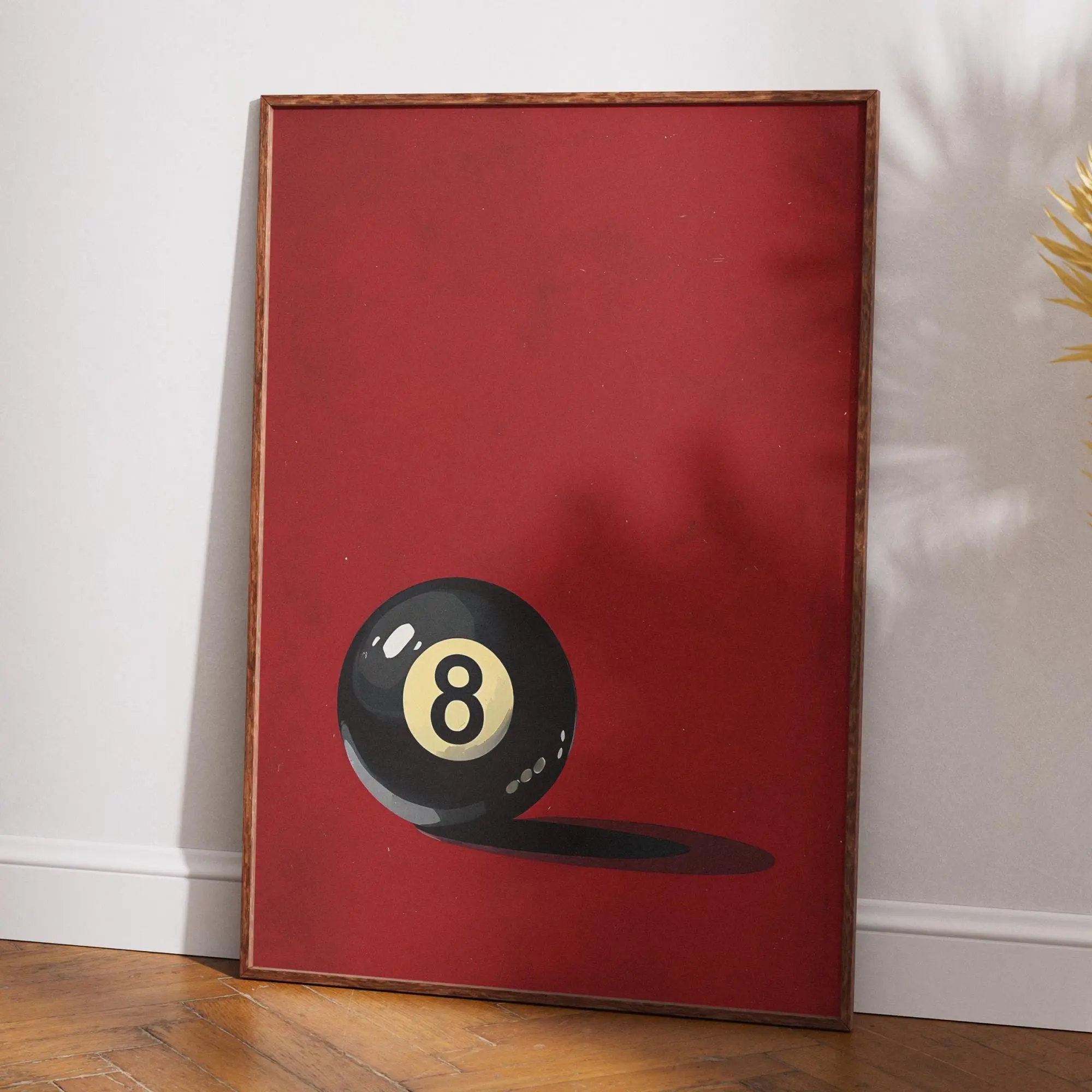 Lucky 8 Ball Wall Art, Vintage Pool Ball Poster Unframed , Red Pool Poster, Retro Aesthetic Apartment Decor, Trendy Poster Unframed able Digital, Billiards Poster Unframed