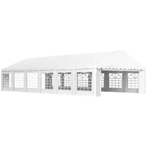 Outsunny 20' x 40' Heavy Duty Party Tent, Galvanized Outdoor Canopy Tent Large Event Shelter with Removable Sidewalls, 12 Windows and 2 Doors, Tents for Parties, Wedding, Events, BBQ Grill, Brown