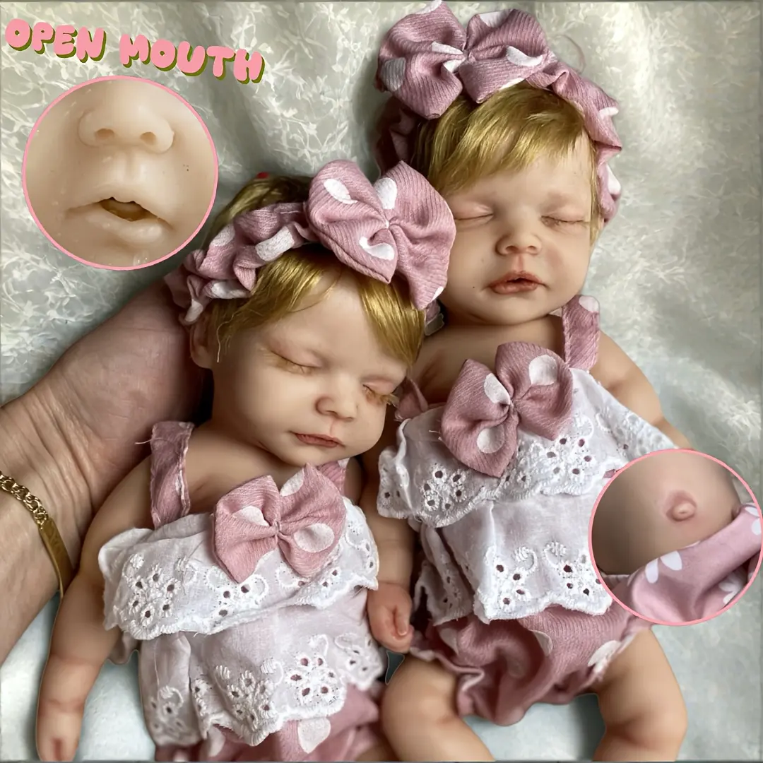 10inch/26cm Lifelike Whole Body Silicone Reborn Baby Girl Doll Can Open Mouth 3D Painted Newborn Baby Dolls with Rooted Hair And Soft Skin Touch Feeling Perfect Gifts For Youngsters, Realistic Baby Dolls, Newborn Babies