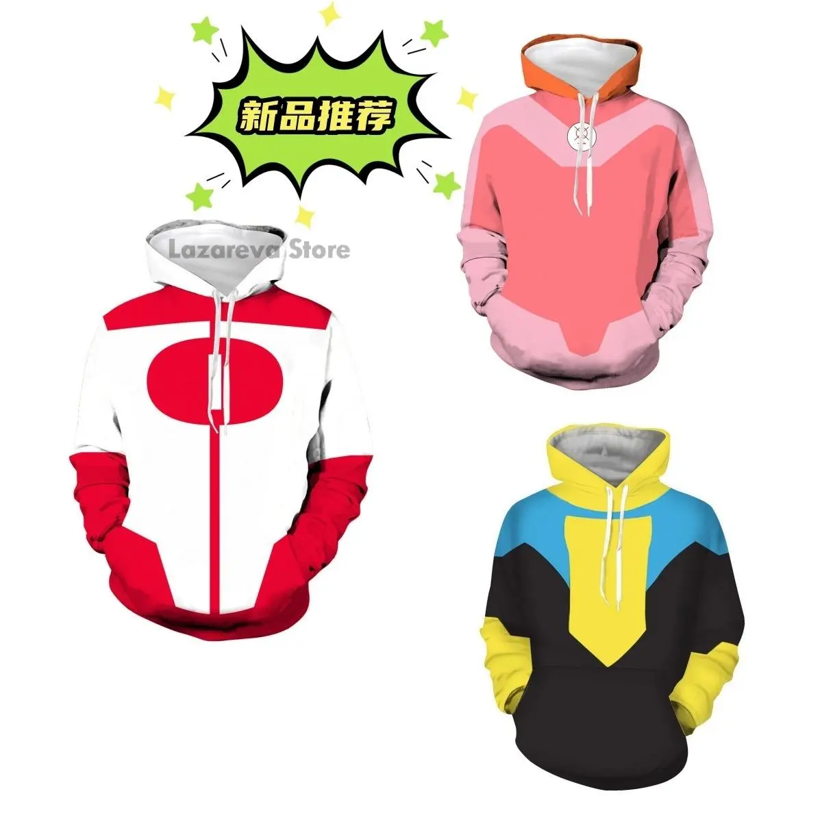 Anime Superboy Invincible Mark Grayson Cosplay Costume Hoodies Sweatshirts Pullover Streetwear 3D Printed Polyester Jacket