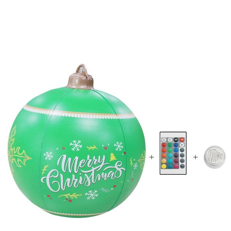 24 Inch Light up with 16 RGB colors PVC Inflatable Christmas  Ball  Electric Air Pump,  Large Weight Stand Firmly Yard, Outdoor Decorated Ball with Remote for Yard & Pool Mixed