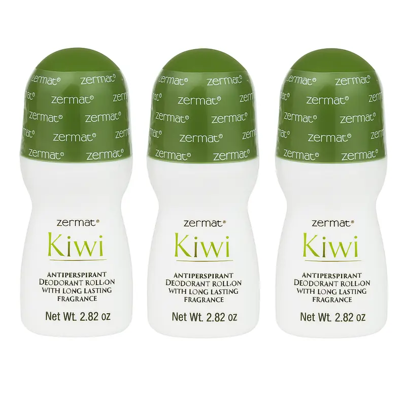 Zermat Kiwi Deodorant Roll-on Antiperspirant with Long Lasting Fragrance 3 Pack 2.82 oz Each