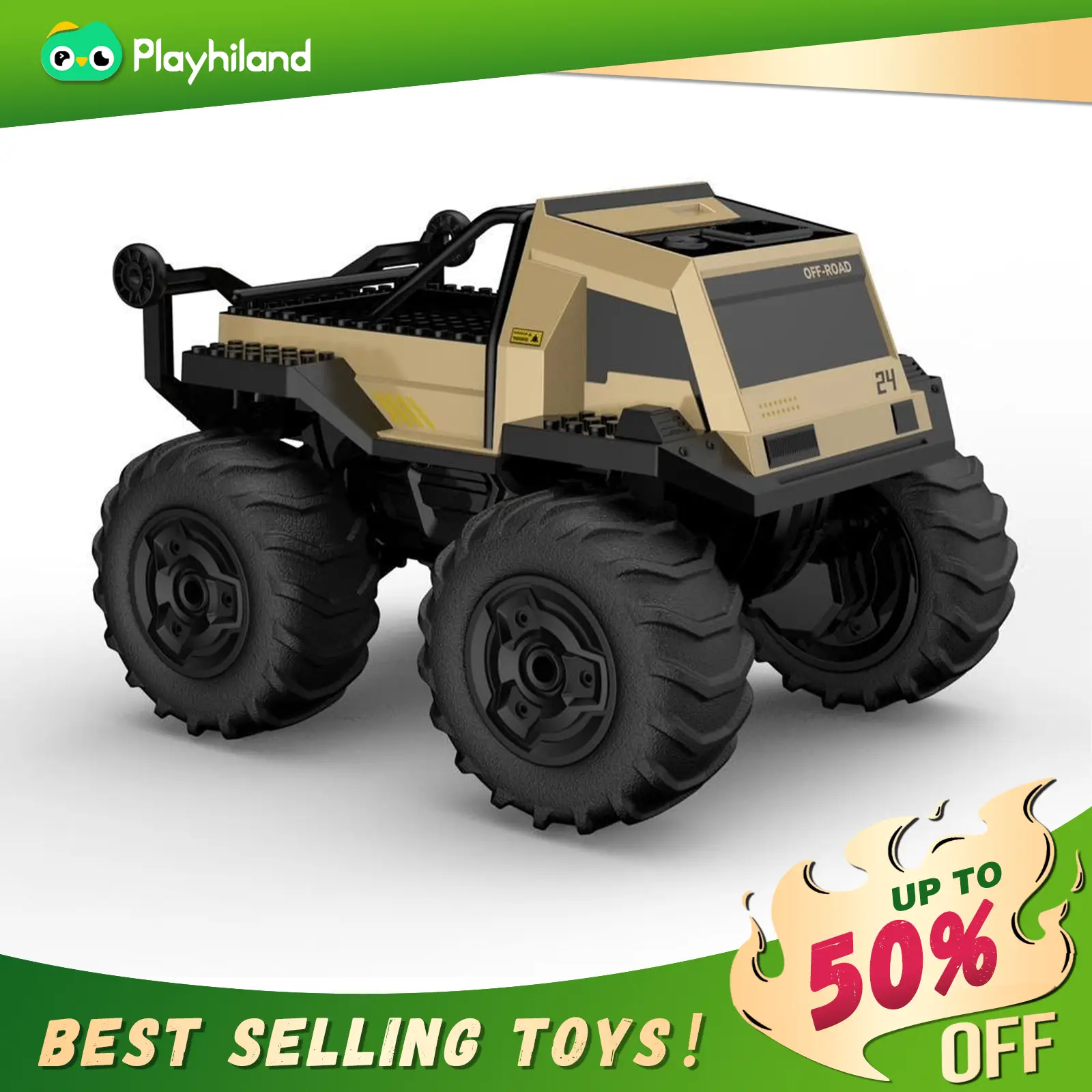 Gold/Green Amphibious Remote Control Car Toys for Boys 2.4GHz 1:16 All Terrain Off-Road RC Car Waterproof RC Monster Truck Kids Pool Toys Remote Contr