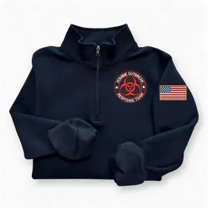 Resident Evil Zoombies Outbreak Response Team Embroidered Zip Quarter, Umbrella Corporation shirt, Leon Kennedy Shirt, Horror Game Merch, Gamer Gift