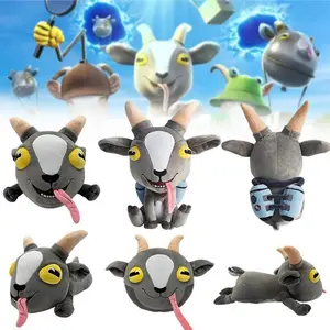 2026 new  Goat Simulator Plush Cute Stick Out Tongue Grey Goat Cute Prone Position Position Stuffed Pillow Game Peripheral Toy Gifts