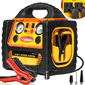 6 In 1 Jump Starter For Up To 6.0l Gas Or 5.0l Diesel Engine Upgraded 1800 Amp 12v Auto Car With Air Compressor 260 Psi Tire Inflator 400 Watt Inverter Ac/dc/usb Outlets (1800a)
