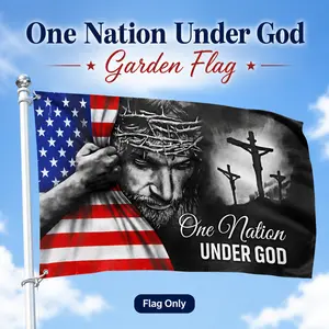 3x5 One Nation Under God American Jesus Flag, Double Sided Patriotic Outdoor Flag with Grommets, Heavy Duty Canvas, Fade Resistant Home Yard Decor