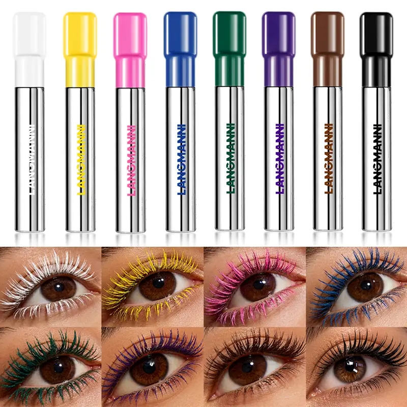 Bold Payoff Colored Mascara Waterproof Smudge Resistant Voluminous Lengthening Mascara Volumizing Cosmetic Makeup Silicone Brush Separates Lashes Multi Vivid Shades for Halloween and Party Looks