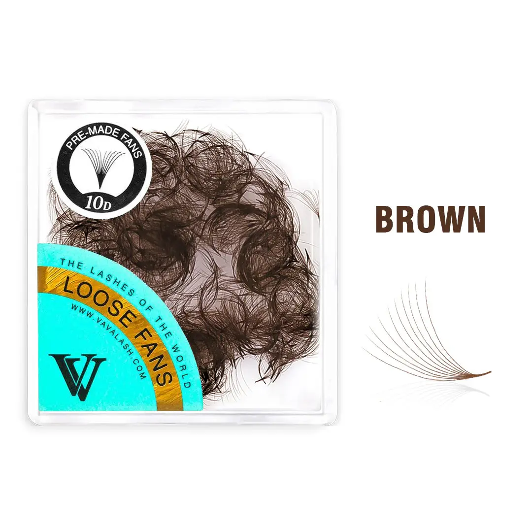 10D Premade Eyelashes Extensions, Dark Brown Handmade Loose Fans with a Pointy Base for Professional Makeup, Handmade Lashes, Natural False Eyelashes