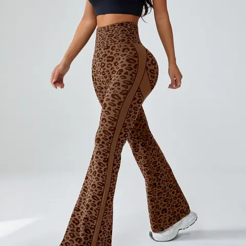 Women's Leopard Print Yoga Pants, Gym Yoga Pants, High Waisted Sporty Leggings, Casual Fashion Wide Leg Trousers, All Seasons Workout Wear, Stretchy High Waist, High Waist Sports, High Waist Activewear, High Waist Sportswear