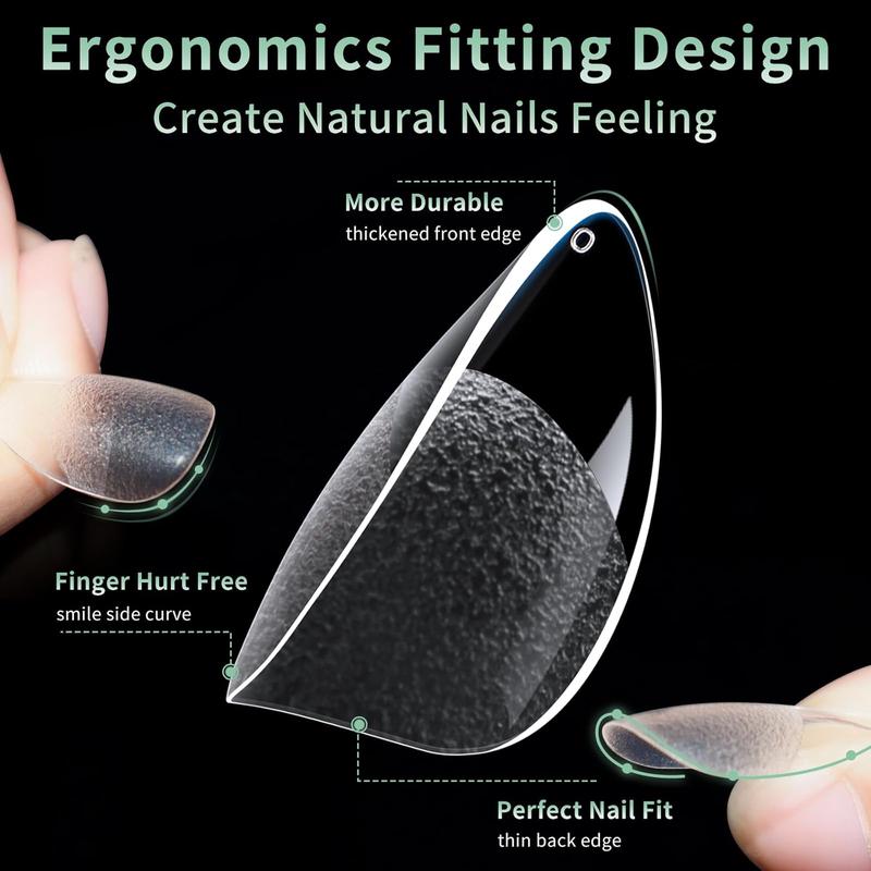 Extra Short Almond Nail Tips kit, 12 Sizes Fake Nails Soft Gel X Nail Tips, Full Cover Pre-Shaped Matte Clear Press on Nail for Extension, Diy at Home