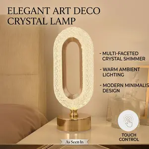 Diamond Oval Crystal Table Lamp,Office USB Charging Lamps,3-Color Adjustable, Living Room Bedside Night Lamps and Decorative Table Lamps, Creative Lamps Suitable for Bedroom, Living Room, Party and Dinner Decoration
