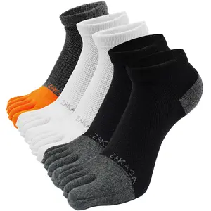 Men's 5-Finger Compression Quarter-Ankle Socks (3 Pairs) - COOLMAX, Stretch Spandex, Cotton, Polyester, Elastic Fabric - High Performance Fitness Socks for Men & Women