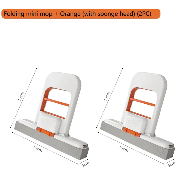 Folding mini mop + Orange (with sponge head) (2PC)