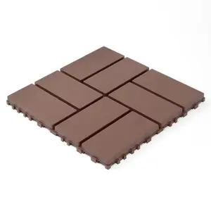 Plastic interlocking decking tiles, 44 packs of terrace decking tiles, 12“ x 12” waterproof for all-weather use, backyard pool decking tiles, Brown