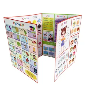 Lachilly My First Learning Flipchart - A4 Size Eight-Sided English Alphabet, Number, Fruit, Vegetable Flash Card with Interactive Activities, Pre-K Education Toys, School Supplies and Wall Decorations, Early Education Aids | Interactive