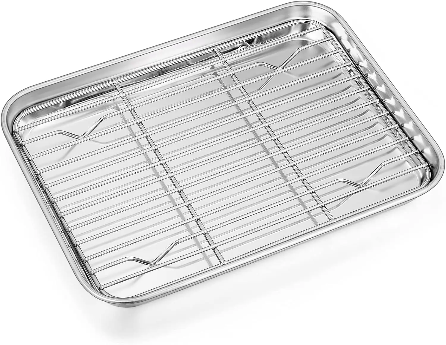 9 Inch Baking Sheet Pan with Rack Set, Stainless Steel Cookie Sheet Pan Tray with Cooling Rack for Oven Use, Cooking Roasting, Non  & Dishwasher Safe, Heavy Duty