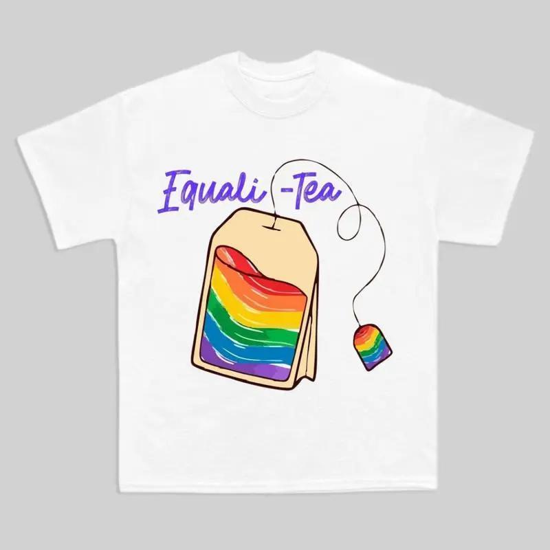 Equali-Tea Rainbow Pride T-Shirt – Funny LGBTQ Graphic Tee with Tea Bag ...