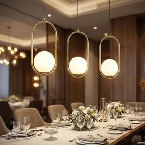 Modern Luxury Oval Frame Milk Round Ball Pendant Light, Nordic Simple Bedroom Bedside Restaurant Bar Hallway Lamp